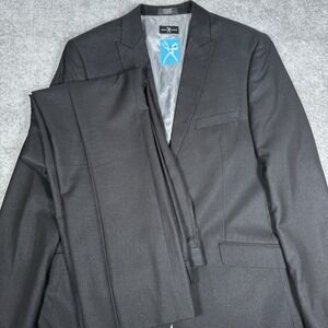 Marc Ecko Suit Men's 42L/W36 Black Jacket Pants‎ Pinstriped Straight Leg